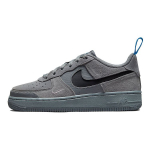Nike Air Force 1 Low GS I&scaron;pjautas Swoosh - Dūminės Pilkos Vaikų Kedai Juodi &Scaron;viesiai Mėlyni DQ1097-001 35.5
