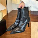Madingi 2025 m. Nauji Auk&scaron;takulniai Moteri&scaron;ki Ankle Boots Madingi Smailūs Kojų Pir&scaron;tai Ruduo Žiema Moteri&scaron;ki Eleganti&scaron;ki &Scaron;iuolaiki&scaron;ki Trumpikės 35 juoda