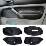 TIK 4 durų mink&scaron;tas odinis durų porankio dangtelis, skirtas VW Golf 4 MK4 Bora Jetta 1999 - 2005 automobilio durelių porankio skydelio odos dangtelio apdaila RHDBlack-yellow line