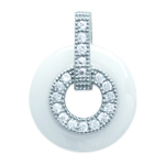 Les Tr&eacute;sors De Lily [L5007] - Pendentif Argent 'Sissi' blanc (c&eacute;ramique) rhodi&eacute; - 15x11 mm