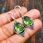 Peridotas, Brangakmenis Rankų darbo 925 Sterlingo Sidabro Papuo&scaron;alas Auskaras Moterims 1.59 Inches žalia