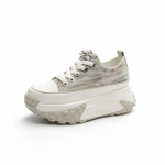 &bdquo;Fujin&ldquo; 6 cm džinsinio audinio, natūralios odos platforminiai, plei&scaron;tiniai batai Stambūs sportiniai batai, laisvalaikio patogūs auk&scaron;tos prekės ženklo kalnų kri&scaron;tolinio akmens pavasariniai Bling rudeniniai batai 36