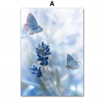 Mėlyna balta gėlė paveikslėlis, drobė, tapyba Sienų menas Kiaulpienė Bijūnas Orchidėja Plakatas ir Spaudinys &scaron;iuolaikiniam namų svetainės dekoravimui 21cm&times;30cm NoFrame