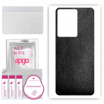 apgo Protective Skin Sticker for the back compatible with Vivo V27e, Wrap Film, Foil, Vinyl - Pattern Black Leather