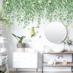 Nordic Fresh Plant Wall Lipdukai Vir&scaron;utinė kampinė linija Green Plant Daisy tapetai