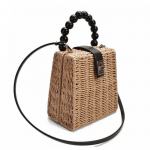 Rattan Straw Moterų Crossbody Krep&scaron;iai Karoliukai Rankenėlė Dėžutė Paplūdimyje Atostogų moteri&scaron;ki krep&scaron;iai 16.5*10*16.5cm smėlis