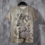 Katės Leopardo Lapės Ra&scaron;to Mar&scaron;kinėliai Vyrams Retro Gyvūno 3D Spausdinti Mar&scaron;kinėliai Vasariniai Laisvi Unisex Trumpomis Rankovėmis Mar&scaron;kinėliai Apvalia Kakleline Vir&scaron;ūnė S