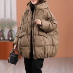 Žieminė moteri&scaron;ka pūkų striukė su gobtuvu, &scaron;ilta, didelė, pūkinė, moteri&scaron;ka, kasdienė, laisva parka su ki&scaron;enėmis, vir&scaron;utinis drabužis M chaki