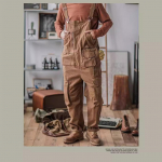 Men's American Retro Loose Multi-Pocket Work Jumpsuit L ruda