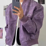 Unisex violetinė retro džinsinė striukė - Auk&scaron;čiausios klasės rudens tendencija vyrams ir moterims XXXL violetinė