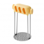 Nerūdijančio plieno bulvių grūstuvas, bulvių spaustuvas, smulkintuvas, ergonomi&scaron;ka rankena, bulvių presas, lengvas grūdimo įrankis bulvėms, morkoms geltona