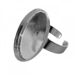 Bague - Argent - Ovale creuse - Mixte - Adulte - P&acirc;te Fimo sidabras