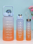 3 vnt. 2000 ml, 750 ml, 300 ml gradiento vandens butelių rinkinys, ne&scaron;iojami, nepralaidūs, Kalėdiniai sportiniai vandens buteliai su laiko žymekliu laukui 0.3L