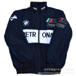 Vintažinis F1 lenktynių siuvinėtas &scaron;varkas medvilnės pa&scaron;iltintas motociklininko beisbolo paltai unisex XL white