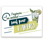 Les Tr&eacute;sors De Lily [A3647] - Magnet c&eacute;ramique 'Toujours en retard sauf pour l'Ap&eacute;ro' blanc vert - 8x6 cm įvairiaspalvis