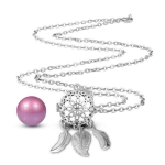 Collier Bola de grossesse fleur attrape-r&ecirc;ves grelot rose
