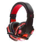 Žaidimų laisvų rankų įranga Ausinės su LED &scaron;viesa Mikrofonas Stereo ausinės Deep Bass PC Kompiuterinių žaidimų ne&scaron;iojamasis kompiuteris Auriculares raudona