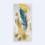 &Scaron;iuolaikinis &Scaron;iaurės &scaron;alių menas Plunksnų drobės tapyba ant sienos Meno plakatai spausdina sienų nuotraukas gyvenamajam kambariui Namų sienos Cuadros dekoras 20x40cm No frame geltona/balta