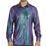 Vyri&scaron;ki pasirodymo mar&scaron;kiniai Blizgantis pavir&scaron;ius, aplenkiamas apykakle, vienaeilis ilgomis rankovėmis sagos Satino klubo vakarėlio diskotekos scenos &scaron;ou mar&scaron;kinėliai L