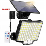 2 vnt. 234LED saulės lemputė su judesio jutikliu nuotolinio valdymo pulteliu IP65, atsparus vandeniui, skirtas lauko kiemui, garažo apsaugai, korpuso indukcinis sieninis &scaron;viestuvas