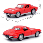 &bdquo;Retro Classic&ldquo;, 1963 m. &bdquo;Chevrolet Corvette C2 Stingray&ldquo; 5 colių metalinio automobilio modeliavimo slėginė ir žaislinė transporto priemonė RMZ city 1:36 lydinio modelio dovanos vaikams