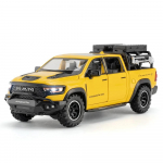 1/32 Dodge RAM 1000 TRX Mammoth Pikapas Lydinio Automobilio Modelis Garsas ir &Scaron;viesa Atgal Traukiamas Vaikų Žaislas Kolekcionuojami Daiktai Gimtadienio Dovana geltona