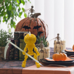 Helovino moliūgų kaukolių papuo&scaron;alai su judančiais sąnariais ir &scaron;viečiantys sodo &scaron;ventiniai papuo&scaron;imai One Size mėlyna