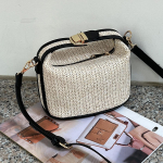 Universalūs &scaron;iaudiniai pinti rankinės per petį, kasdieniai kibirėlio formos rankinės, madingos kontrastingų spalvų rankinės, atostogų paplūdimio rankinės moterims