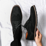 Madingi Rankų Gamybos Vyri&scaron;ki Oxford Batai Su Sparneliais Karvės Odos Brogue Vyri&scaron;ki Oficialūs Batai Klasikiniai Verslo Formalūs Batai Vyrams Zapatillas Hombre 6 juoda