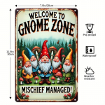 Vintažinis Gnomų Zonos Metalinis Ženklas Geležinis Sieninis Montažas Dekoratyvinė Plok&scaron;tė Vandeniui Atsparus ir Atsparus Oro Sąlygoms Linksmas Pok&scaron;tas Valdymas Sodo Menas juoda
