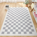 Kvadratinis languotas kilimas, plaunamas kilimas namų dekorui, plotinis kilimas su neslystančiu pagrindu, languotas kilimas svetainei, miegamajam, virtuvei 120 x160cm