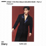 ATEEZ 11-asis mini albumas Auksinė valanda Pt.2 į dienora&scaron;tį Versijai Nuotraukų atvirukas Atvirukas San - Diary Postcard