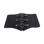 Moterų vintažinė juosta Moteri&scaron;ka plati metalinė vienspalvė juosmens diržo suknelė, sijonas, drabužių puo&scaron;mena juoda