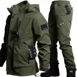 Rudens Žiemos Vienspalvis Velvetinis Rinkinys su Gobtuvu Lauko Darbo Apsaugos Kostiumas Laisvalaikio Alpinizmo Darbo Kostiumas 180cm