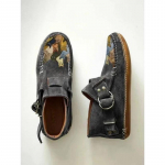 Batai Plover Moteri&scaron;kas Patogus animacinis kačių spausdintas odinis mygtukas laisvalaikio plok&scaron;čia kulk&scaron;nis &ndash; 6 violetinės spalvos 39 pilka