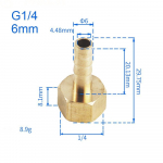 Vamzdžio žarna spygliuočių vamzdžių sujungimo movos jungties adapteris Patvarus PCF vamzdžio jungtis PU PE vamzdis 6mm-G1/4