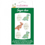 D&eacute;coration en sucre - Dinosaure - 6 pcs - Multicolore - Beige - Id&eacute;al pour g&acirc;teaux et cupcakes