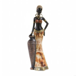 62KD Afrikos moters statulėlė Retro Egzoti&scaron;ka Tribinė Dama Stalo Ornamentas Dervų Skulptūra