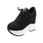 Moteri&scaron;ki ankle boots 2025 m. ruduo Oda Stori batai Moteris Platforma Padidintas auk&scaron;tis Sportbačiai 11CM Storas padas Plei&scaron;tai Balti batai 35 black