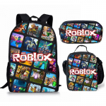 Roblox kuprinės rinkinys vaikams, 3 dalių mokyklinė kuprinė su pietų dėžute ir pie&scaron;tukų dėklu, daugiaspalvis dizainas