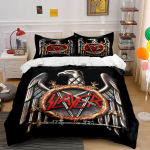Slayer erelio logotipas patalynės komplektas Patalynė Antklodės užvalkalų komplektas Antklodės užvalkalas Pagalvės užvalkalai (1 * Antklodės užvalkalas, 2 * Pagalvių užvalkalai, be antklodės įdaro) 135x200cm