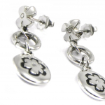 Altesse [I2906] - Boucles acier 'Flora' noir argent&eacute;