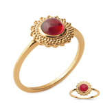 Bague Plaqu&eacute; Or 'Cleopatra' rouge dor&eacute; - 11 mm