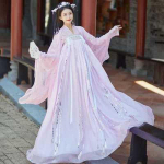 &Scaron;okančiųjų kinų Hanfu princesės suknelė, liaudi&scaron;ka pasakų moteris su moteri&scaron;kais rytieti&scaron;kų &scaron;okių kostiumais, kini&scaron;kais drabužiais M rožinė
