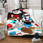 Playroom Cuphead ir Mugman modelio flanelinė antklodė Jauki lova antklodė Lengva mink&scaron;ta antklodė sofos antklodė visiems sezonams 75x90cm