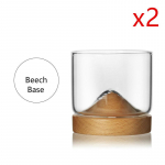 2 vnt. kalnų viskio stiklinės su mediniu pagrindu, japoni&scaron;ki vintažiniai stiklo dirbiniai, vyno puodelis, medinis padėkliukas, XO viskio puodelis, dropshippingas 2 Pcs Beech Holder 120ml