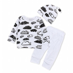 3 vnt./rinkinys Naujagimiui Kūdikiui Mergaitei Berniukui Su debesies spausdinimu mar&scaron;kinėliai ir kelnės, aprangos komplektai, drabužių rinkinys 70