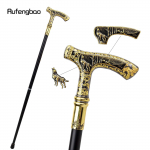 Auksinė juoda prabangi vilko rankena vaik&scaron;čiojimo lazdelė, madinga dekoratyvinė lazda Gentleman Elegant Cosplay lazdelės rankenėlė Crosier 90 cm