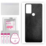 apgo Protective Skin Sticker for the back compatible with TCL 306, Wrap Film, Foil, Vinyl - Pattern Black Leather