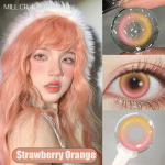 MILLCREEK 2PCS spalvoti kontaktiniai lę&scaron;iai su žaliais/rožiniais/mėlynais/violetais lę&scaron;iais Cosplay kontaktiniai lę&scaron;iai, naudojami kasmet 0 oranžinė